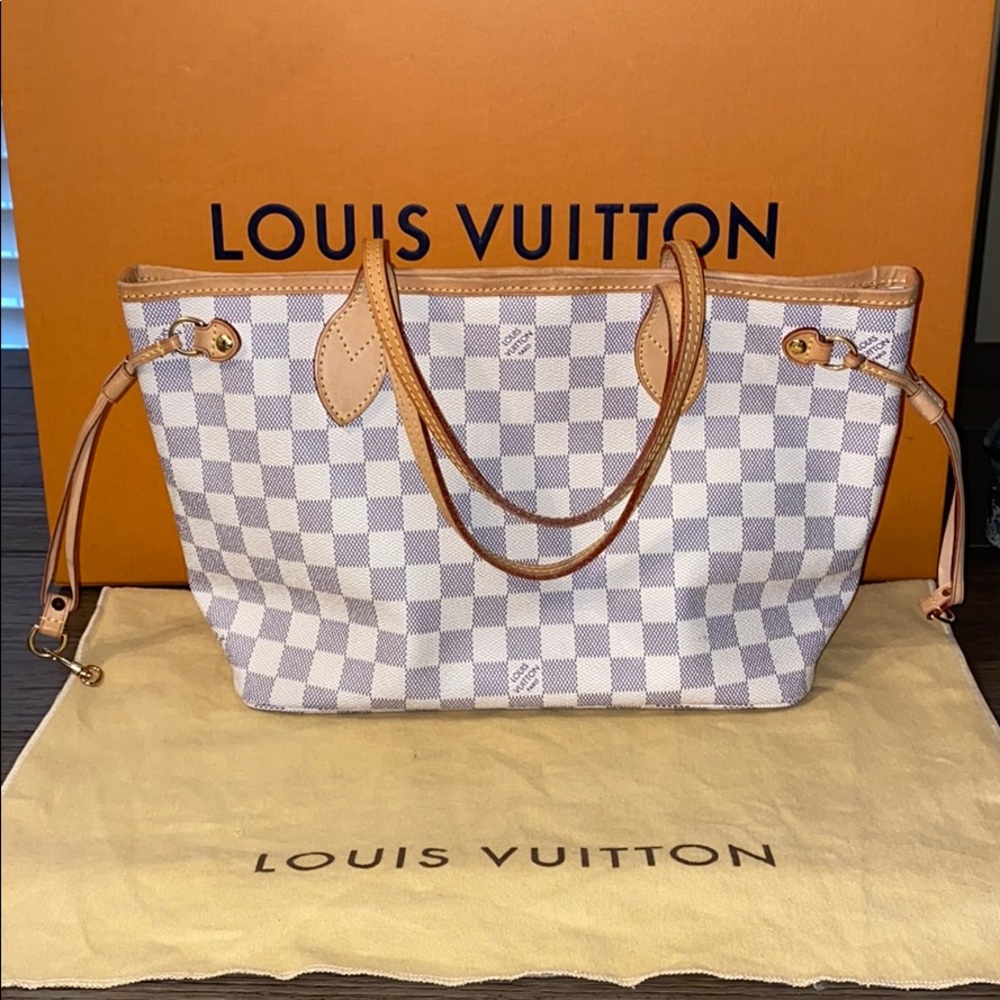 💯Louis Vuitton Damier Azur Canvas Neverfull PM